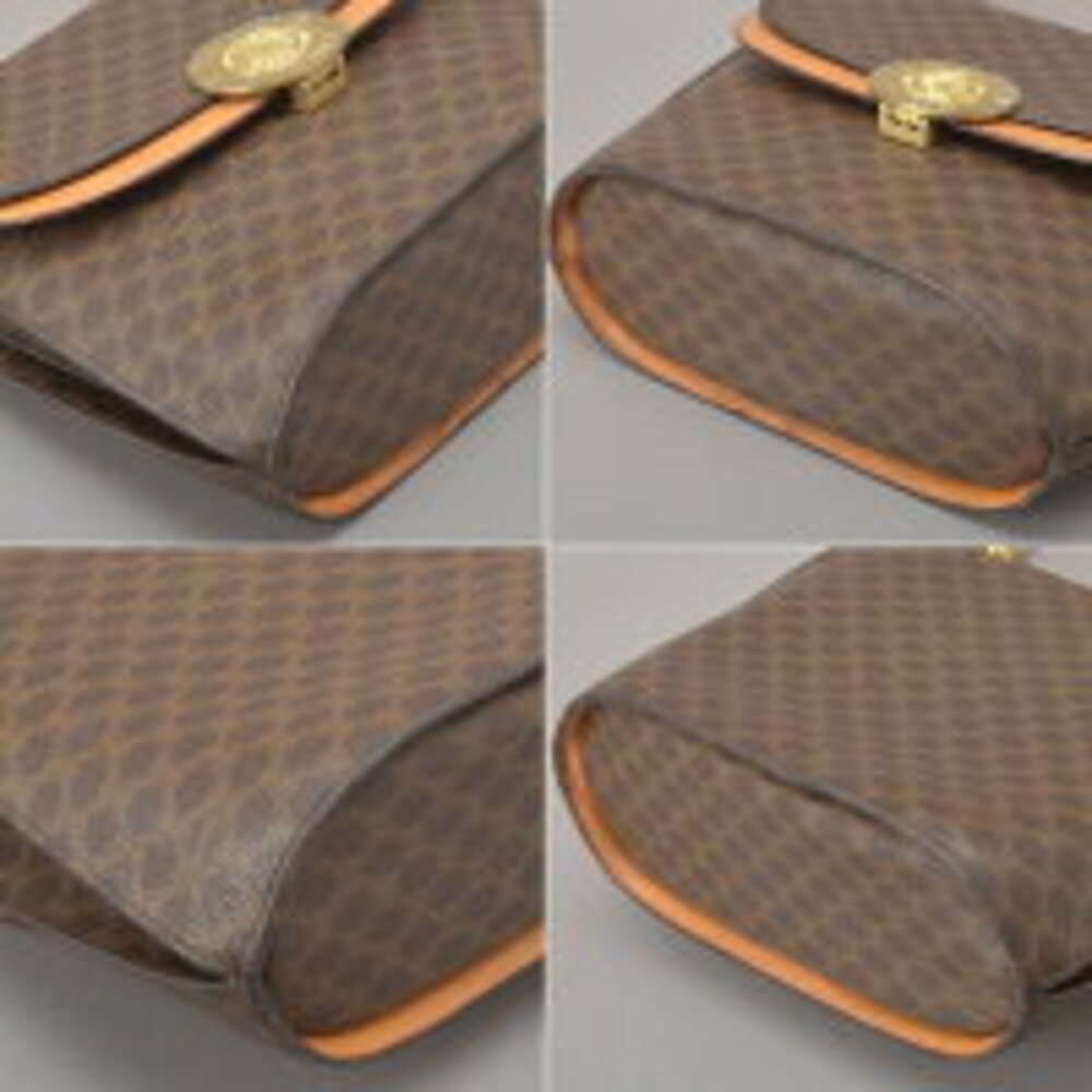 Celine Macadam handbag motif brown leather top handles globe - Picture 7 of 10
